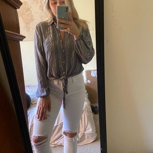 AE Button down front tie top